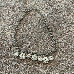 J. Crew Silver and White Crystal Necklace